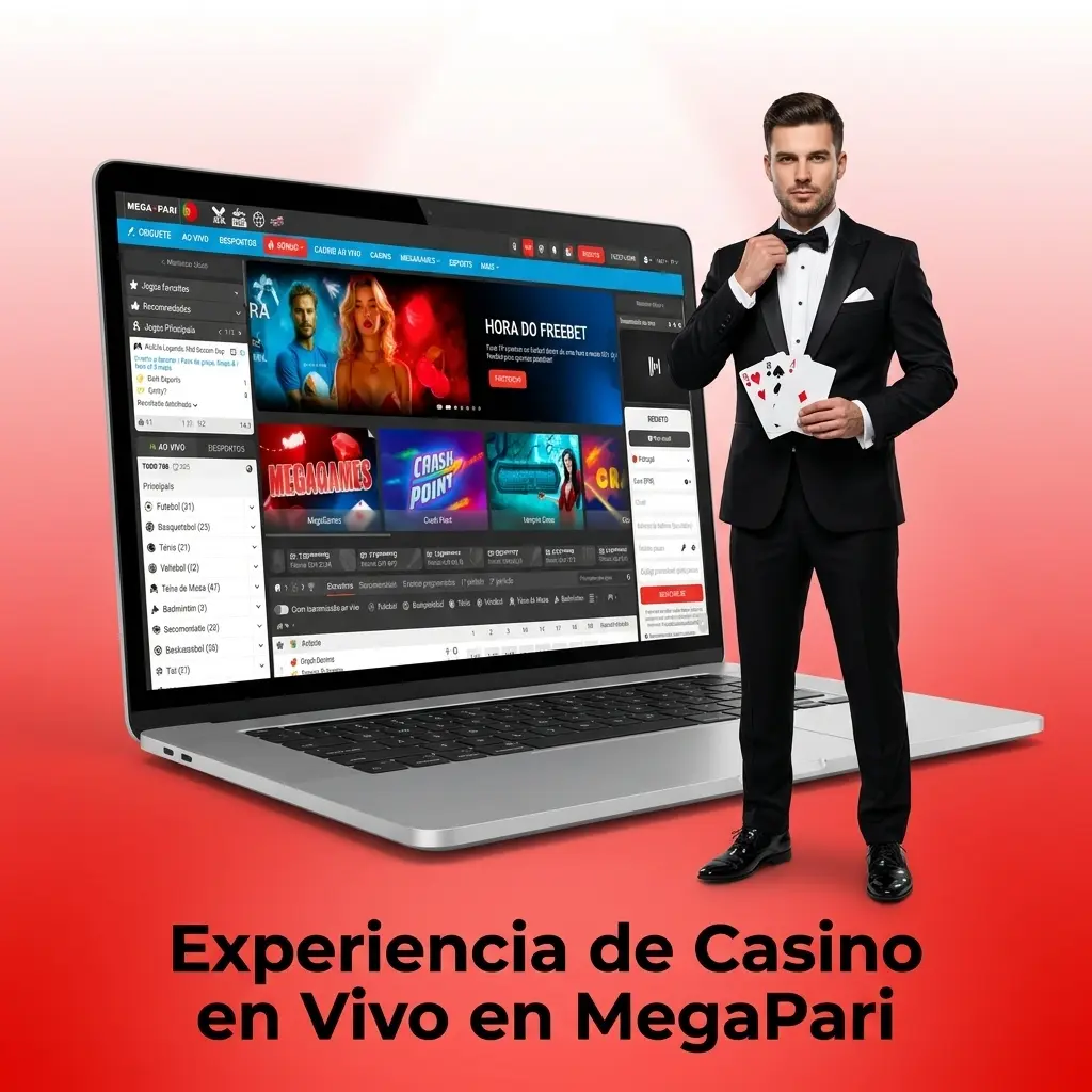 Crupier profesional en casino en vivo de MegaPari con transmisión HD en tiempo real y chat interactivo