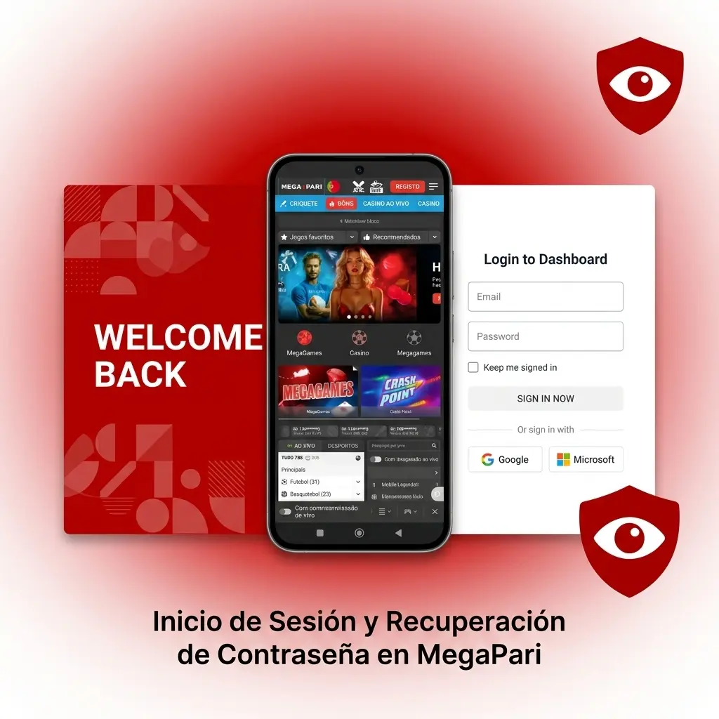 Pantalla de inicio de sesión y recuperación de contraseña en MegaPari desde navegador o app móvil