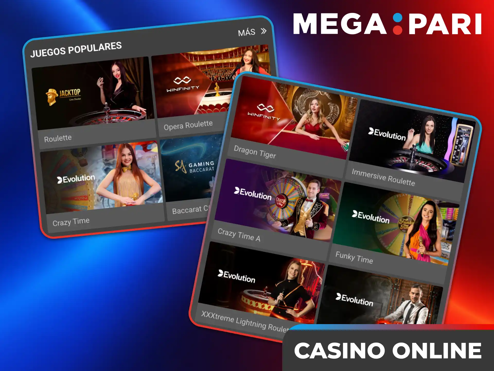 Jugá al casino online y casino en vivo dentro de la Megapari Casino app.