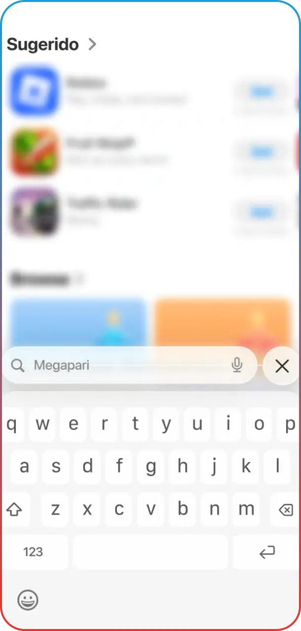 Buscá la Megapari Casino app directamente en el buscador de la tienda.