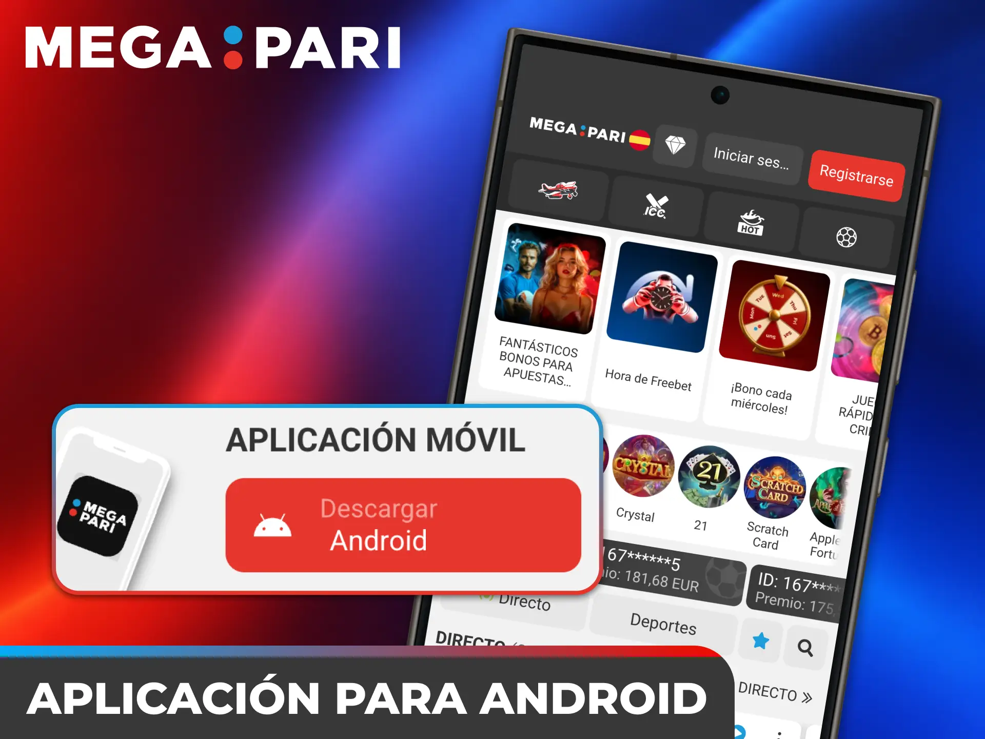 Descargá el archivo APK para instalar la aplicación de Megapari Casino España.