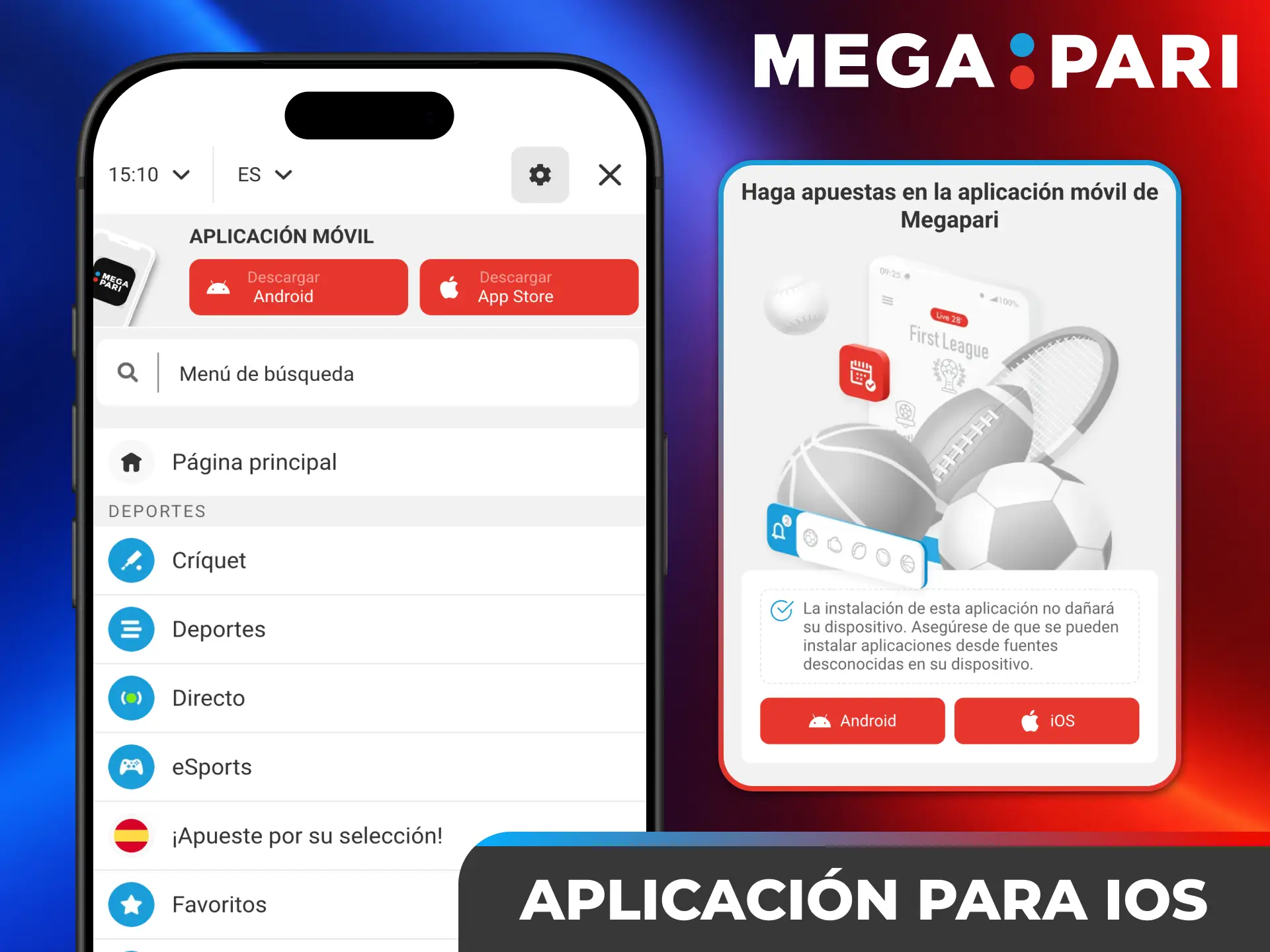 Seguí los pasos para instalar la aplicación en iOS con Megapari Casino España.